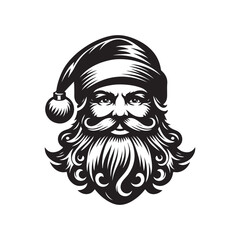 Isolated Santa Silhouette Vector on Clean White Design.