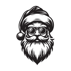 Santa Silhouette Vector Art. White Background.