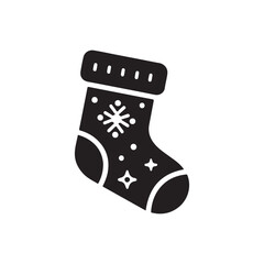 Isolated Christmas Stocking Silhouette Vector Icon Illustration.