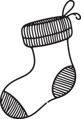 Holiday Sock Silhouette Vector. Isolated Christmas Stocking.