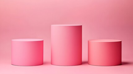 Pink Cylinders Product Display Clean Blank Canvas with Empty Space for Designs
