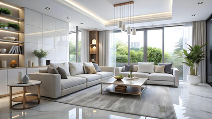 Fototapeta premium modern minimal interior of a luxury living room