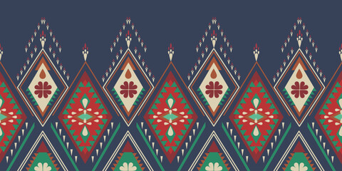 Navajo Ethnic Geometric Ornamental Pattern Vector Background in Pastel Blue for Wallpaper, Rugs and Fabric. Native American Tribal Culture and Crafts with Textiles and Home Decor.