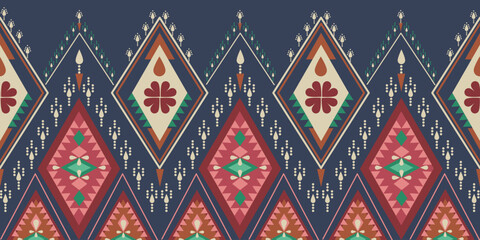 Navajo Ethnic Geometric Ornamental Pattern Vector Background in Pastel Blue for Wallpaper, Rugs and Fabric. Native American Tribal Culture and Crafts with Textiles and Home Decor.