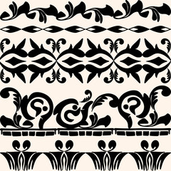 vector, Victorian Damask Pattern, Black Cream,Vintage style Luxury, Seamless, Oriental Ethnic, Traditional, Aztec Abstract, Design for Surface, Fabric, Clothing, Textiles and Decor.
