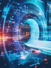 Obraz premium Dark Room Futuristic Tunnel