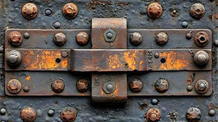 Rusty Metal Texture Background with Bolts