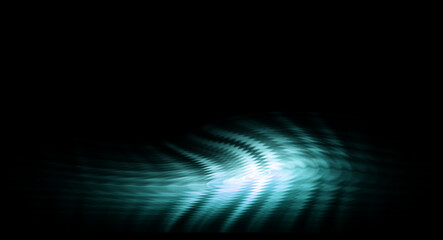 Abstract turquoise wave pattern with glowing ripple effect on a dark background.