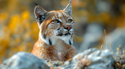 Fototapeta premium Closeup of a Wild Lynx with Blurry Background Photo