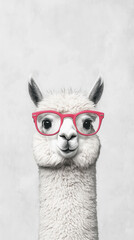 Fototapeta premium Stylish Alpaca Wearing Pink Glasses