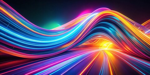 Fototapeta premium Abstract Futuristic Color Trails - Seamless Flowing Digital Data Streams in Long Exposure 4K Animation of Light Strokes for Technology and Digital Art Concepts