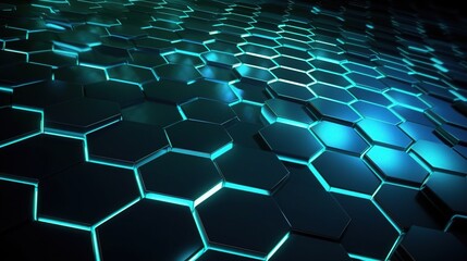Fototapeta premium Modern 3D Hexagonal Grid with Glowing Colors