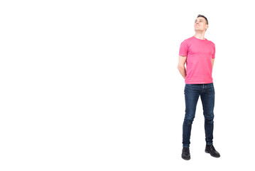 Optimistic young male looking away with confidence