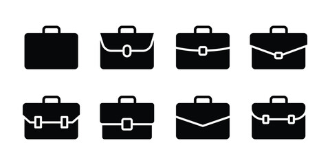 Briefcase icon set vector design. Suitcase sign and symbol. Luggage symbol. job bag vector icon set.