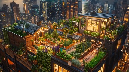 modern building with green rooftops top view