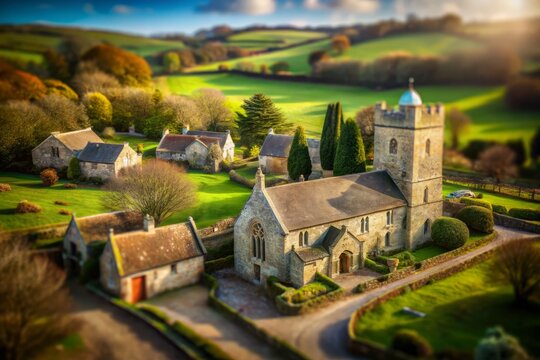 Abandoned Village of Tyneham, Dorset: Timeless Tilt-Shift Photography of St Mary&rsquo;s Church and Village School in 1943, Preserved in December After MOD Requisition