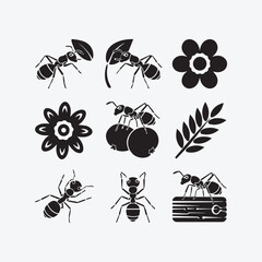 The ant icon set black and white