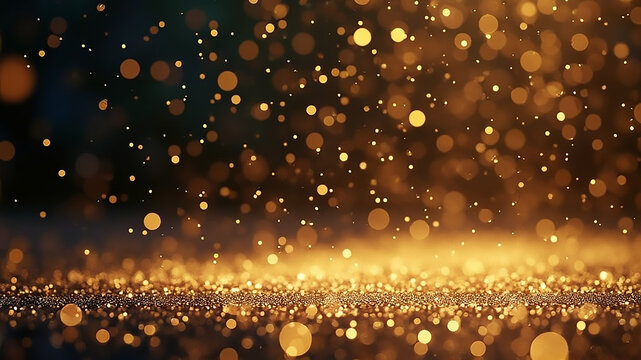 golden bukes fall down on a black background.