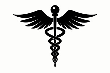 caduceus health symbol asclepias wand icon caduceus health silhouette vector illustration,caduceus medical icon Medicine & Healthcare,