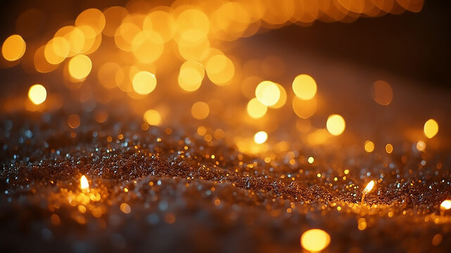 golden bukes fall down on a black background.