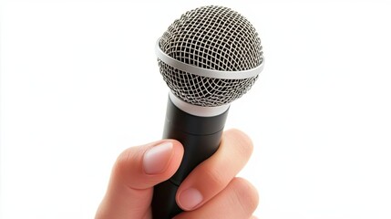 Hand Holding a Black and Silver Microphone