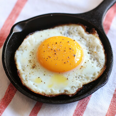 Freshly Fried Egg in a Cast Iron Pan