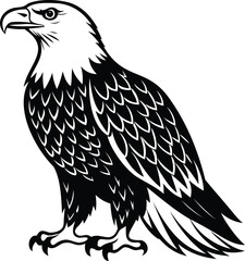 Fototapeta premium Bold Eagle Black and White Clip Art Illustration