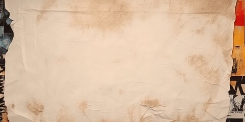 Old ripped torn grunge paper backgrounds creased crumpled poster backdrop surface placard, brown poster empty space	
