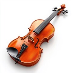 Fototapeta premium A beautifully crafted violin isolated on a clean white background, showcasing its elegance and craftsmanship.