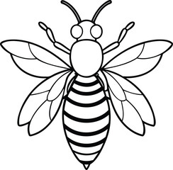 Bee Black and White Clip Art Illustration