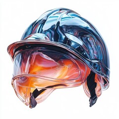 Fototapeta premium Abstract representation of a safety helmet isolated on a white background.