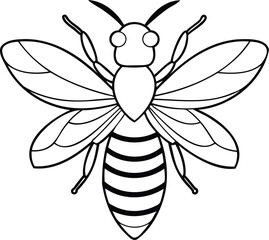Bee Black and White Clip Art Illustration
