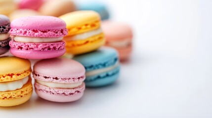 Obraz premium Colorful Macarons on White Background