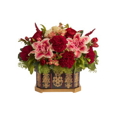 Obraz premium Elegant Flower Arrangement in a Black and Gold Box