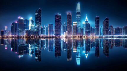 Fototapeta premium Reflections of a Futuristic Skyline 