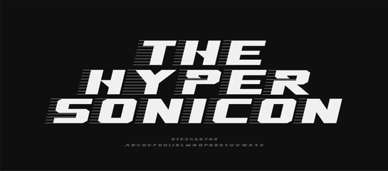 Obraz premium Sport Modern Future Bold Logo Alphabet Font and Number. Typography abstract italic fonts technology, sport, movie brand and logos. vector illustration