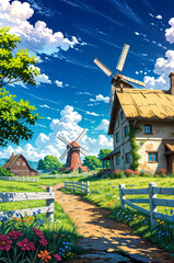 Obraz premium Uma paisagem estilo interior, em ilustração estilo anime