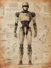 Vintage Style Technical Manual for Maintaining Sleek Chrome and Steel Robotic Assistant