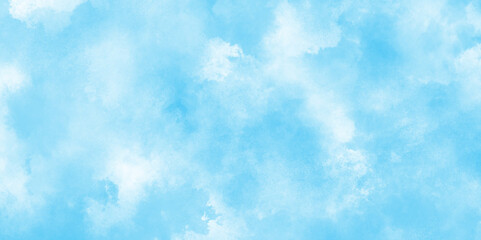 Abstract hand paint square stain watercolor background, watercolor abstract texture with white clouds and blue sky, Light blue watercolor paper texture background with splashes.	