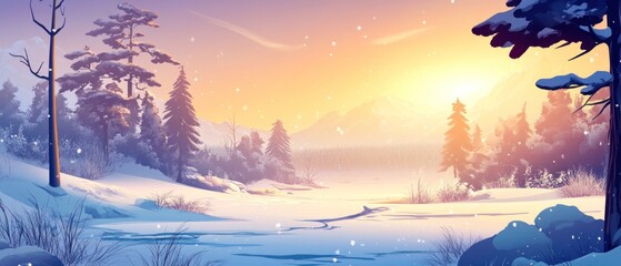 Winter Wonderland with a Touch of Sunset