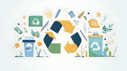 Fototapeta premium Sustainable Office Supplies in a Circular Economy Interconnected Modules Efficient Recycling Renewable Materials