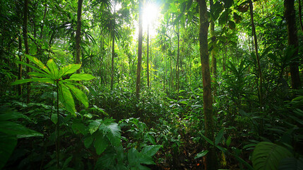 Obraz premium Green tropical forest, nature conservation