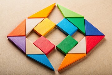 Colorful Tangram Puzzle Magic Circle Design for Home Decor, Educational Toys, and Creative Learning Activities