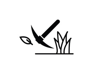 Scythe icon vector symbol design illustration.