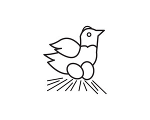 Chicken laying egg icon vector symbol design illustration