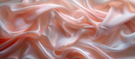 Fototapeta premium Soft pink satin fabric with smooth, flowing drapes and gentle folds.