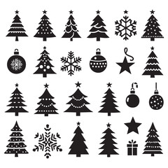 Obraz premium Set of Christmas tree silhouette collection