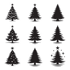 Set of Christmas tree silhouette collection