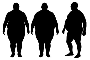 silhouettes of Overweight men vector illustration.