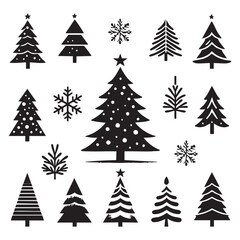 Obraz premium Set of Christmas tree silhouette collection